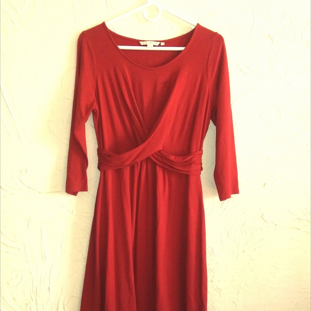 Boden sz 10 3/4 sleeves red dress